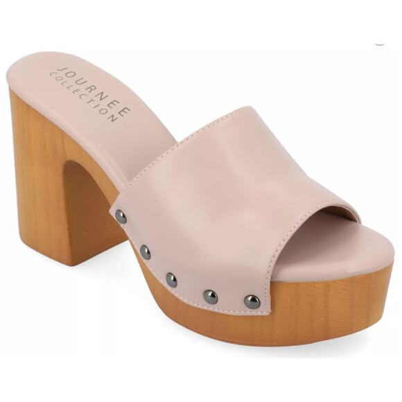 JOURNEE COLLECTION WOMENS SIZE 9M VEDA PLATFORM HEEL SANDALS MAUVE PINK - Picture 1 of 9